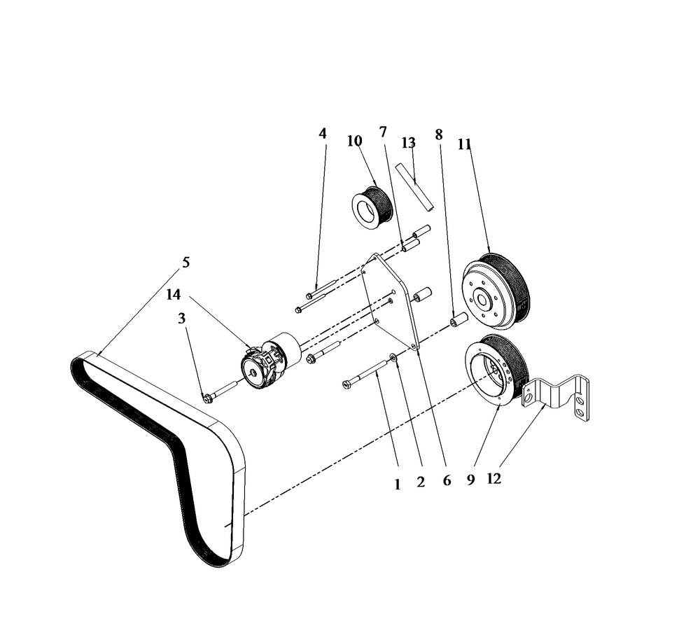 Engine Group - Serpentine Drive Retro Fit Diagram and Parts List for 080087-00  Briggs and Stratton Generator